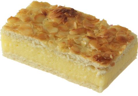 Stück gefüllter Bienenstichkuchen