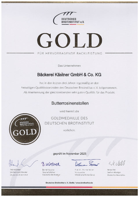 Butter raisin stollen in a box